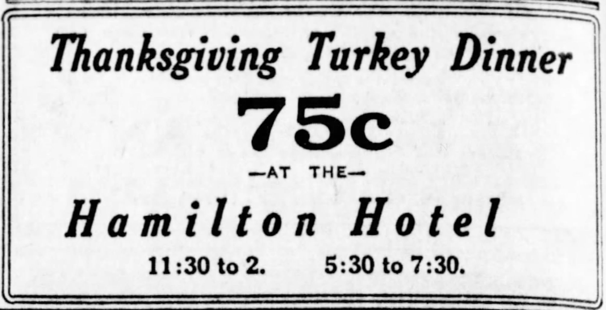 75 cent Thanksgiving dinner
